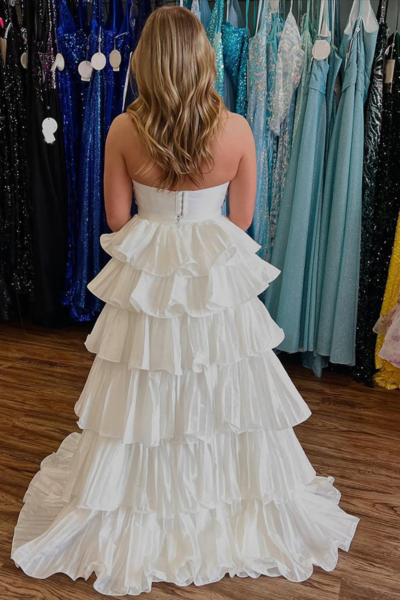 Load image into Gallery viewer, Sparkly Pink Sweetheart Beaded Long Prom Dress with Ruffles