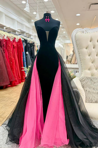 Black Sweetheart Mermaid Long Prom Dress with Cape