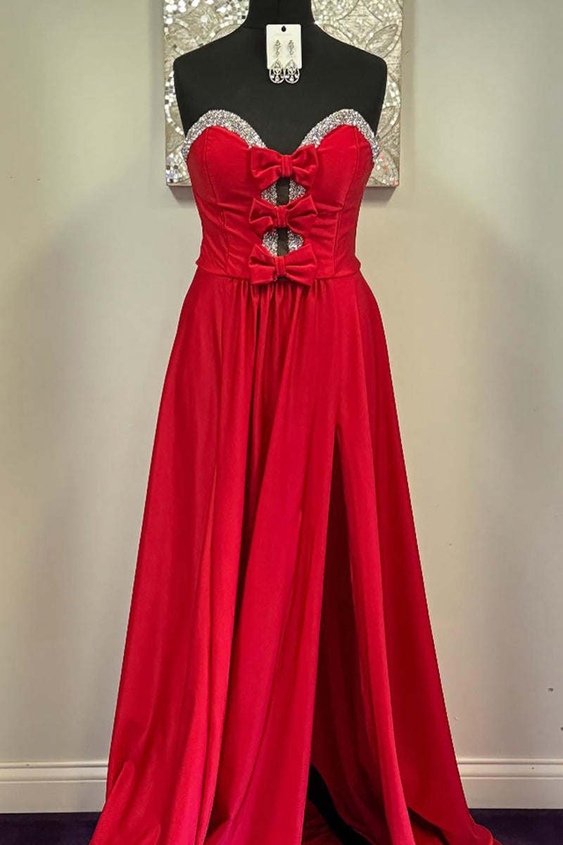 Load image into Gallery viewer, Sparkly Fuchsia Beaded Keyhole A Line Long Prom Dress with Slit