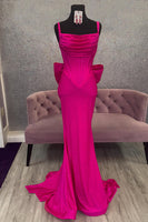 Load image into Gallery viewer, Sparkly Fuchsia Mermaid Beaded Corset Long Prom Dress with Bow