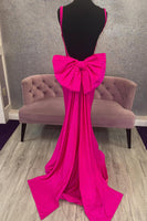 Load image into Gallery viewer, Sparkly Fuchsia Mermaid Beaded Corset Long Prom Dress with Bow