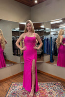 Load image into Gallery viewer, Sparkly Fuchsia Beaded Long Mermaid Prom Dress with Slit