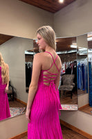 Load image into Gallery viewer, Sparkly Fuchsia Beaded Long Mermaid Prom Dress with Slit