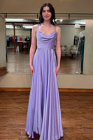 Load image into Gallery viewer, Lilac Spaghetti Straps A Line Long Prom Dress
