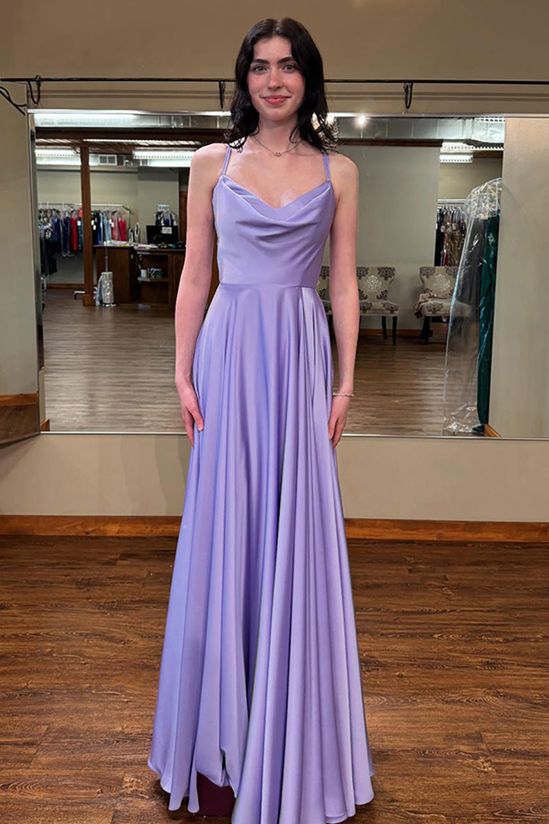 Load image into Gallery viewer, Lilac Spaghetti Straps A Line Long Prom Dress