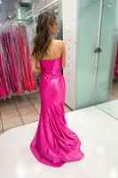 Load image into Gallery viewer, Sparkly Fuchsia Sweetheart Mermaid Long Prom Dress with Slit