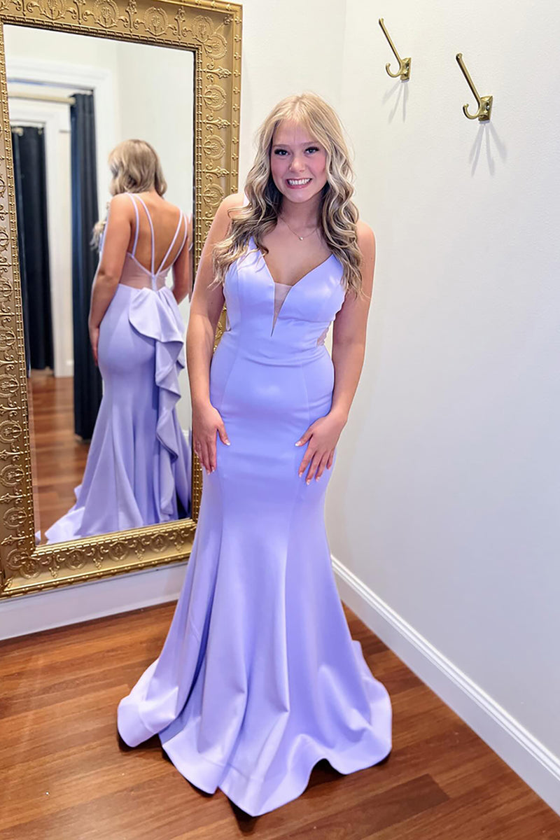 Load image into Gallery viewer, Lilac Sweetheart Ruffled Mermaid Long Prom Dress