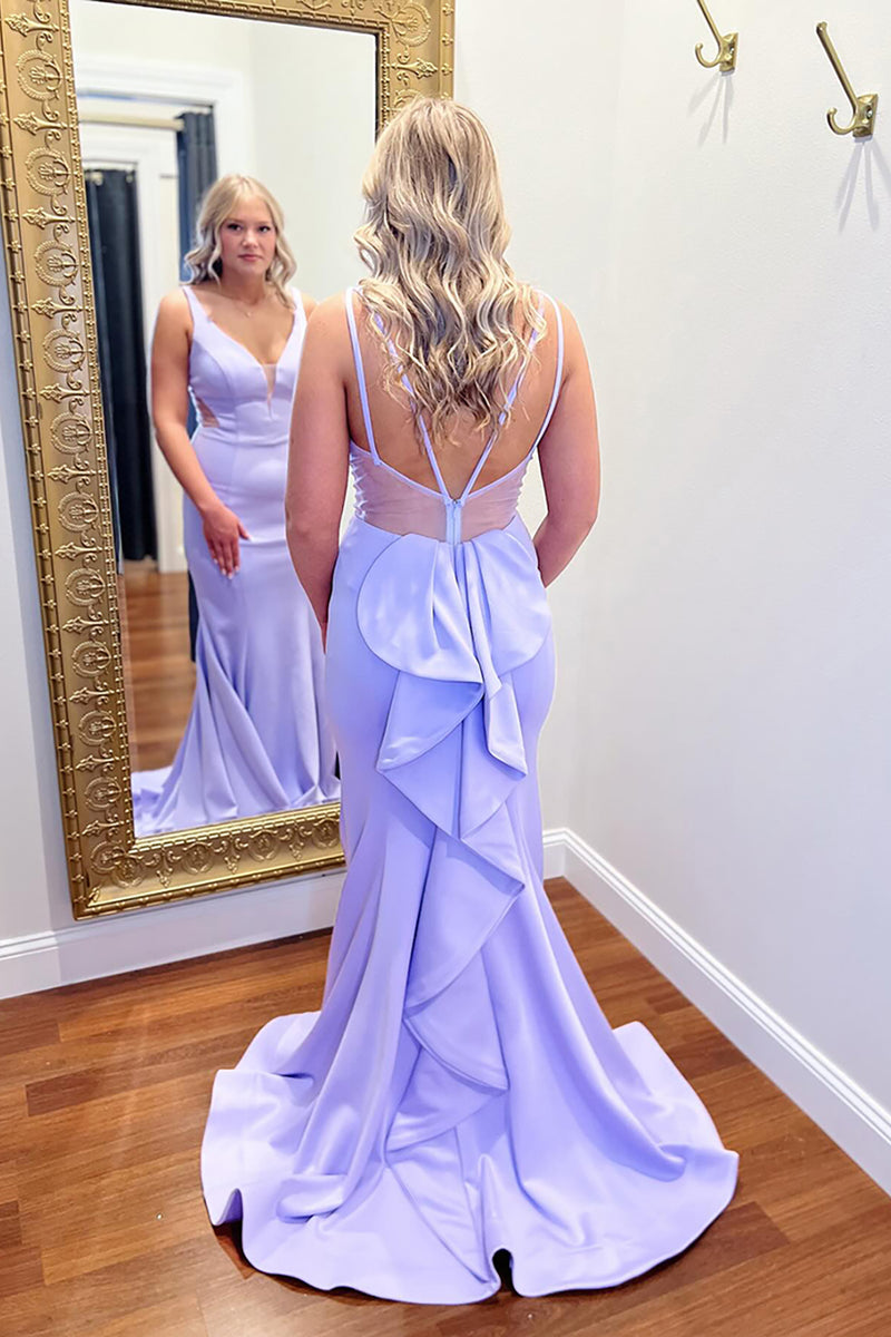 Load image into Gallery viewer, Lilac Sweetheart Ruffled Mermaid Long Prom Dress