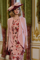 Load image into Gallery viewer, Dusty Rose 2 Piece Floral Midi Bodycon Mother of the Bride Dress with Jacket