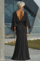 Load image into Gallery viewer, Silver Satin Mermaid Long Mother of the Bride Dress with Sleeves