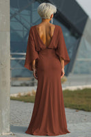 Load image into Gallery viewer, Silver Satin Mermaid Long Mother of the Bride Dress with Sleeves