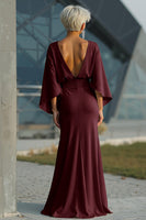 Load image into Gallery viewer, Silver Satin Mermaid Long Mother of the Bride Dress with Sleeves