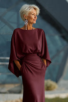 Load image into Gallery viewer, Silver Satin Mermaid Long Mother of the Bride Dress with Sleeves