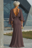 Load image into Gallery viewer, Silver Satin Mermaid Long Mother of the Bride Dress with Sleeves