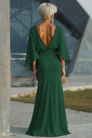 Load image into Gallery viewer, Silver Satin Mermaid Long Mother of the Bride Dress with Sleeves