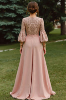 Load image into Gallery viewer, Dusty Rose Long Sleeves A Line Floor Length Mother of the Bride Dress
