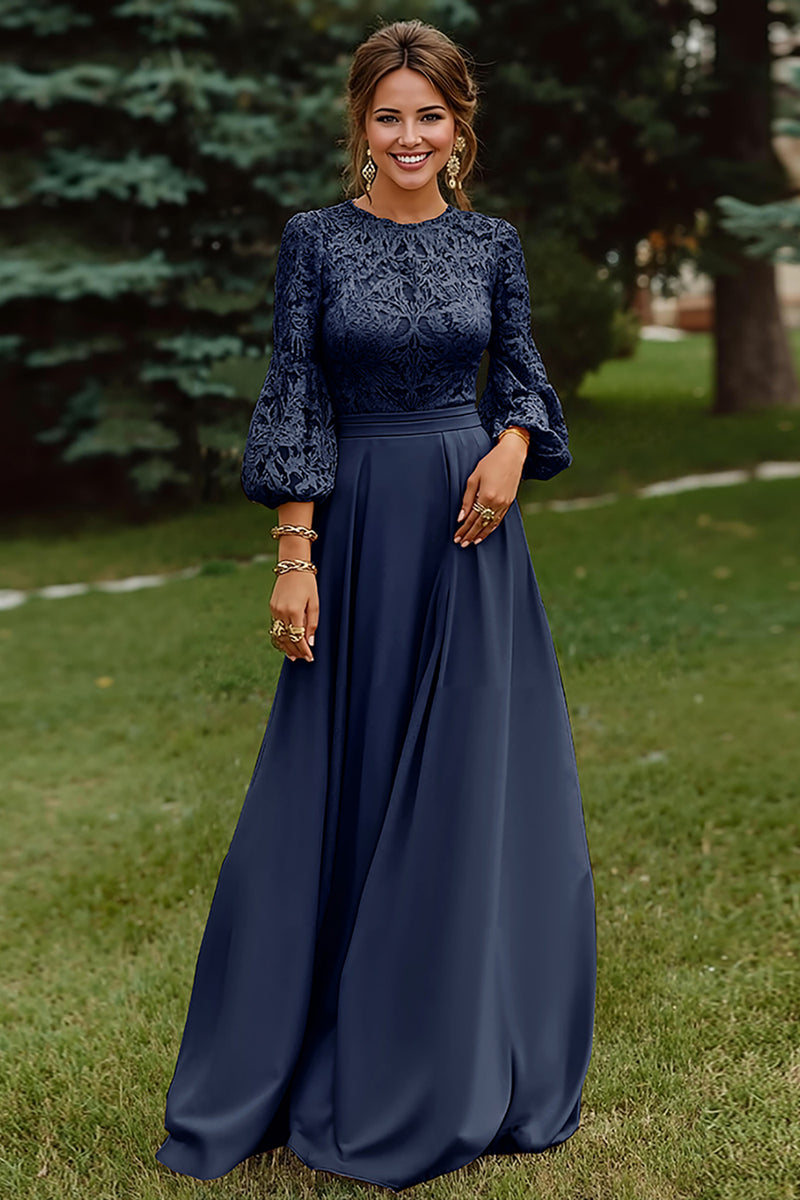 Load image into Gallery viewer, Dusty Rose Long Sleeves A Line Floor Length Mother of the Bride Dress