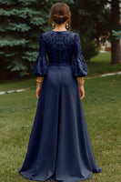 Load image into Gallery viewer, Dusty Rose Long Sleeves A Line Floor Length Mother of the Bride Dress