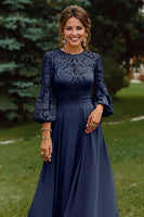 Load image into Gallery viewer, Dusty Rose Long Sleeves A Line Floor Length Mother of the Bride Dress