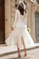 Load image into Gallery viewer, Ivory Peak Lapel 2 Piece Blazer Wedding Outfits