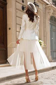 Ivory Peak Lapel 2 Piece Blazer Wedding Outfits