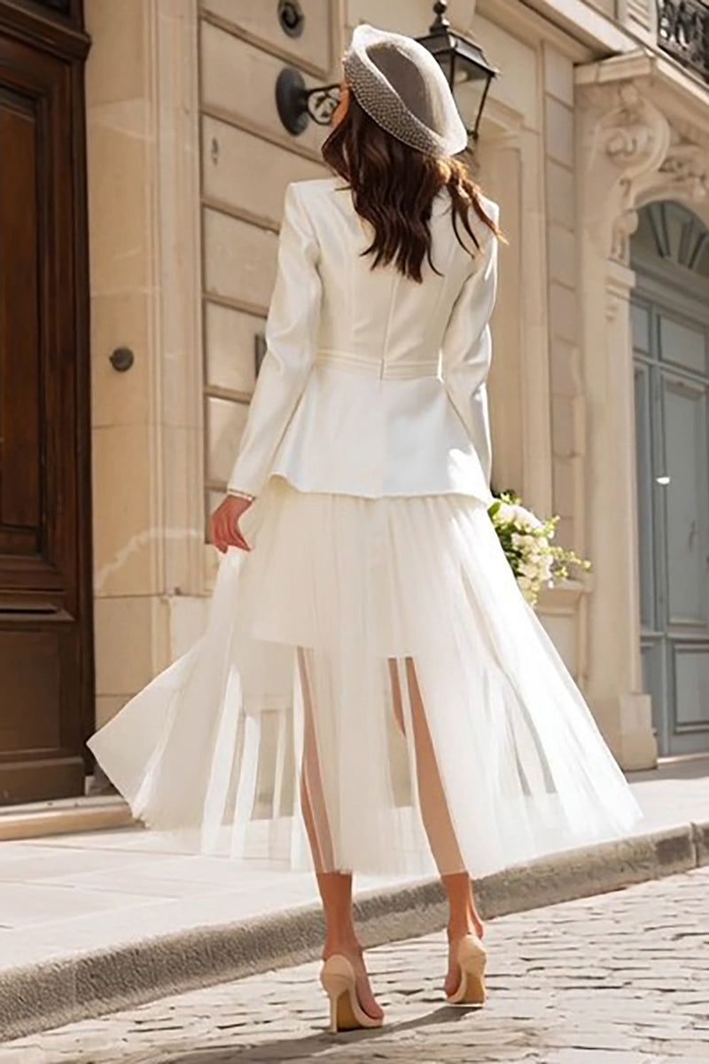 Load image into Gallery viewer, Ivory Peak Lapel 2 Piece Blazer Wedding Outfits