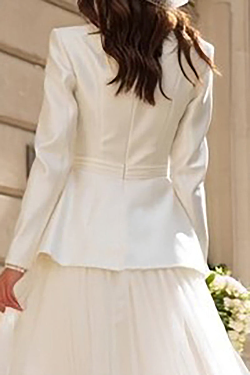 Load image into Gallery viewer, Ivory Peak Lapel 2 Piece Blazer Wedding Outfits