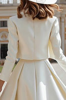 Load image into Gallery viewer, Ivory Satin 2 Piece Boat Neck Midi Wedding Dress with Jacket