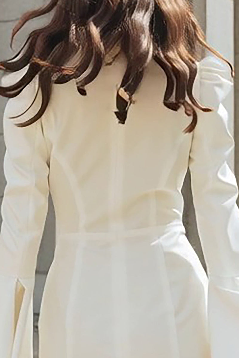 Load image into Gallery viewer, Ivory Flare Sleeves Shawl Lapel Bodycon Short Blazer Wedding Dress