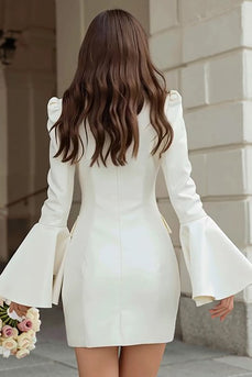 Ivory Shawl Lapel Satin Short Blazer Wedding Dress