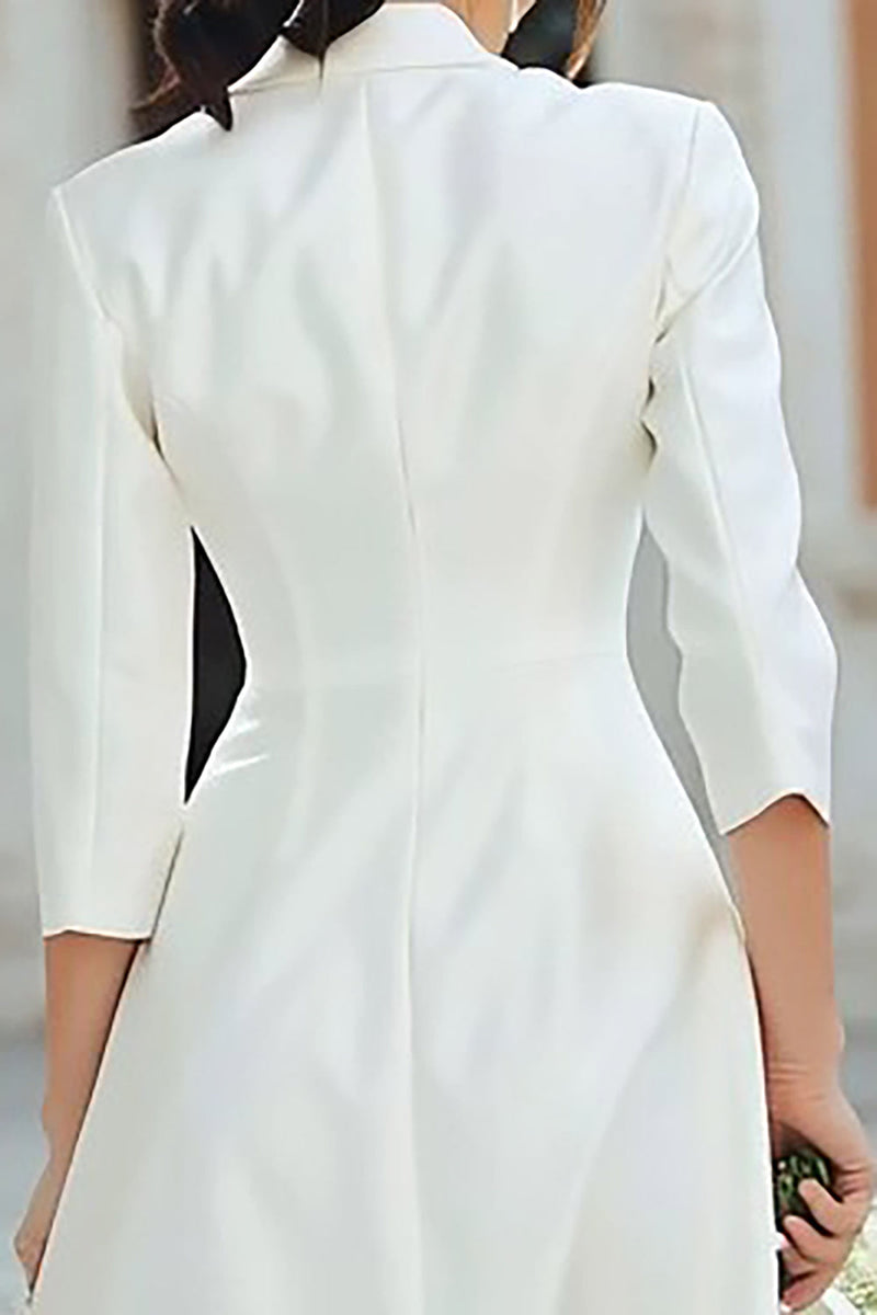 Load image into Gallery viewer, Ivory Notched Lapel Satin Short Blazer Wedding Dress with Sleeves