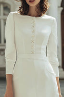 Load image into Gallery viewer, Ivory Boat Neck Short Bodycon Wedding Dress with Buttons