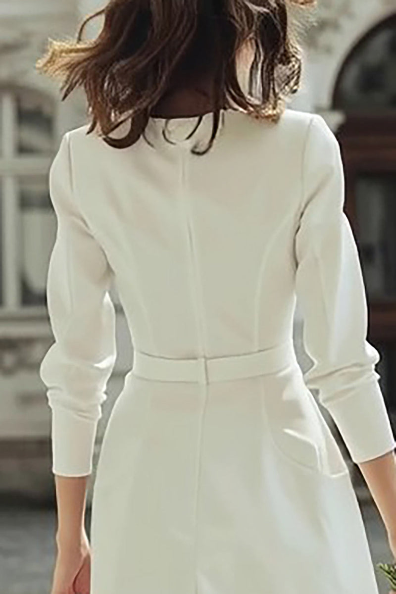 Load image into Gallery viewer, Ivory Boat Neck Short Bodycon Wedding Dress with Buttons