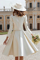 Load image into Gallery viewer, Ivory Satin A Line 2 Piece Short Wedding Dress with Jacket