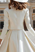 Load image into Gallery viewer, Ivory Satin A Line 2 Piece Short Wedding Dress with Jacket