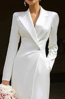 Load image into Gallery viewer, Ivory 2 Piece Peak Lapel Long Blazer Wedding Pant Suits