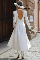Load image into Gallery viewer, Peak 2 Piece Lapel Ivory Long Blazer Wedding Pant Suits with Sleeves
