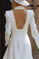 Load image into Gallery viewer, Peak 2 Piece Lapel Ivory Long Blazer Wedding Pant Suits with Sleeves