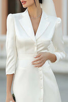 Load image into Gallery viewer, Ivory Notched Lapel A Line Satin Midi Blazer Wedding Dress