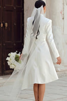 Load image into Gallery viewer, Ivory High Low Shawl Lapel Blazer Wedding Dress