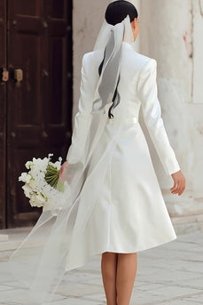 Ivory High Low Shawl Lapel Blazer Wedding Dress