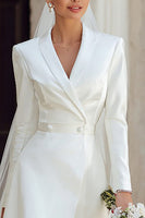 Load image into Gallery viewer, Ivory High Low Shawl Lapel Blazer Wedding Dress