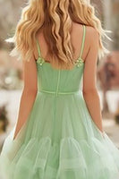 Load image into Gallery viewer, Light Green Tiered Long Princess Prom Dress with Ruffles