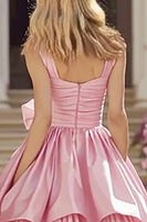 Load image into Gallery viewer, Pink Ruffled Thick Straps Long Prom Dress With Bow