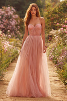 Load image into Gallery viewer, Dusty Rose A-Line Spaghetti Straps Long Prom Dress