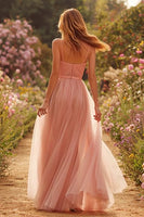 Load image into Gallery viewer, Dusty Rose A-Line Spaghetti Straps Long Prom Dress
