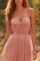 Load image into Gallery viewer, Dusty Rose A-Line Spaghetti Straps Long Prom Dress