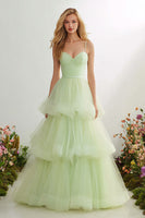 Load image into Gallery viewer, Light Green Ruffled A Line Long Prom Dress