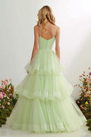 Load image into Gallery viewer, Light Green Ruffled A Line Long Prom Dress