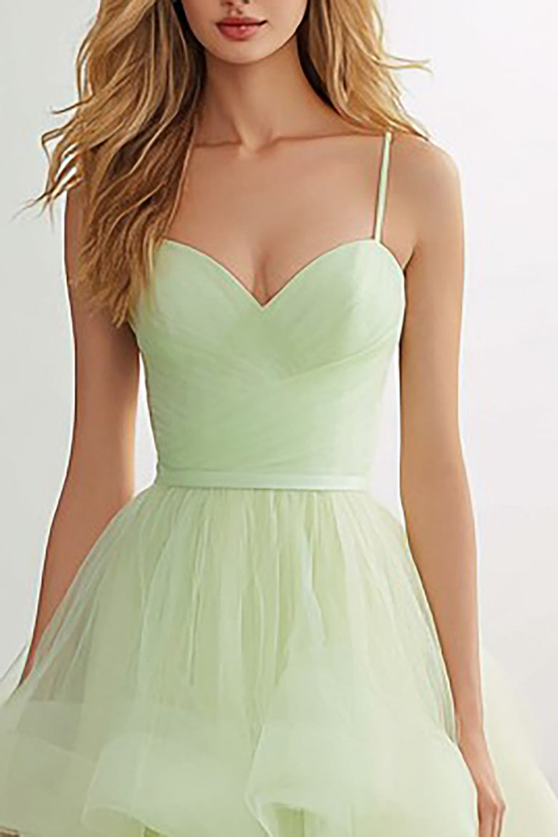 Load image into Gallery viewer, Light Green Ruffled A Line Long Prom Dress